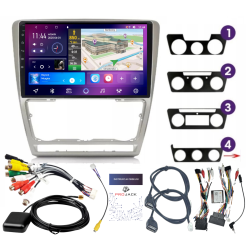 SKODA OCTAVIA II 2004-2013 ANDROID GPS USB WIFI BLUETOOTH CARPLAY ANDROID AUTO 6GB 128GB Q9 IPS SREBRNY