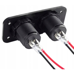 ŁADOWARKA SAMOCHODOWA USB 2X 5V 2.1A + WOLTOMIERZ PANEL MONTAŻOWY