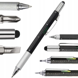 DŁUGOPIS WIELOFUNKCYJNY ŚRUBOKRĘT MULTITOOL 6W1 MIARKA POZIOMICA KLIPS