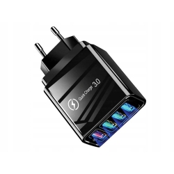 SZYBKA ŁADOWARKA SIECIOWA 4xUSB QUICK CHARGE 3.0 CZARNA