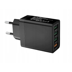 SZYBKA ŁADOWARKA SIECIOWA 4xUSB QUICK CHARGE 3.0 CZARNA