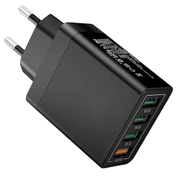 SZYBKA ŁADOWARKA SIECIOWA 4xUSB QUICK CHARGE 3.0 CZARNA