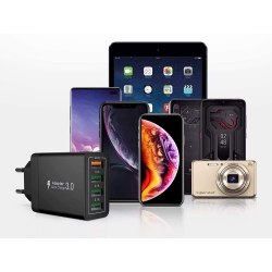 SZYBKA ŁADOWARKA SIECIOWA 4xUSB QUICK CHARGE 3.0 CZARNA