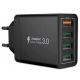 SZYBKA ŁADOWARKA SIECIOWA 4xUSB QUICK CHARGE 3.0 CZARNA