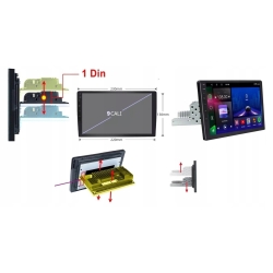 RADIO NAWIGACJA ANDROID GPS 1 DIN 9 CALI USB BT WIFI CARPLAY USB 2/32GB