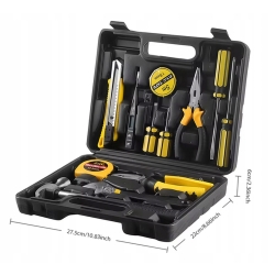ZESTAW NARZĘDZI 13 ELEMENTÓW MŁOTEK MIARA MIERNIK ŚRUBOKRĘTY TAŚMA