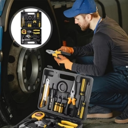 ZESTAW NARZĘDZI 13 ELEMENTÓW MŁOTEK MIARA MIERNIK ŚRUBOKRĘTY TAŚMA