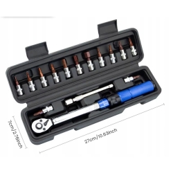 KLUCZ DYNAMOMETRYCZNY Z GRZECHOTKĄ 1/4 DWUKIERUNKOWY ZESTAW NASADEK 15 EL.